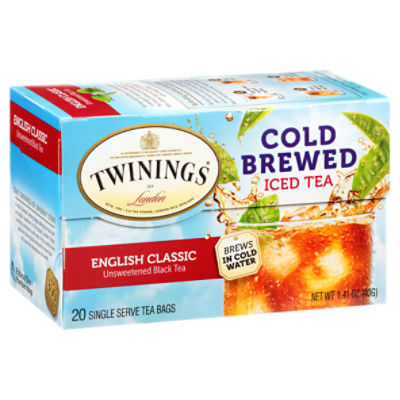 Twinings of London Cold Brewed Iced Tea English Classic Unsweetened Black Tea, 20 count
