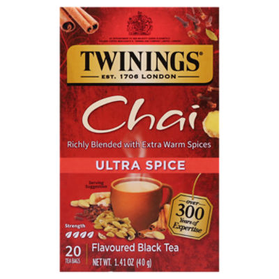 Twinings Tea Bags Chai Ultra Spice Flavoured Black Tea 20 ea
