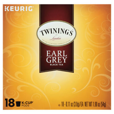 Twinings of London Earl Grey Flavoured Black Tea K-Cup Pods, 18 count