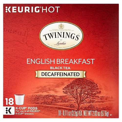 Twinings of London Decaffeinated English Breakfast Black Tea K-Cup Pods, 0.11 oz, 18 count