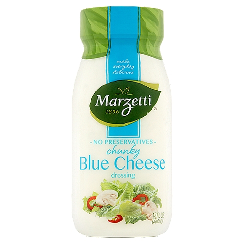 Marzetti Chunky Blue Cheese Dressing, 13 fl oz
We want our dressings to add life to your crisp, fresh salads. So we're on a never-ending quest to make better dressings from better ingredients. We hope you'll love our Chunky Blue Cheese as mush as we do.