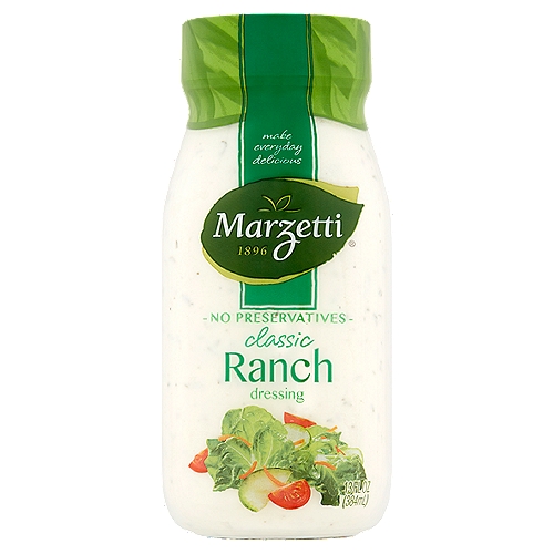 Marzetti Classic Ranch Dressing, 13 fl oz
We want our dressings to add life to your crisp, fresh salads. So we're on a never-ending quest to make better dressings from better ingredients. We hope you'll love our Classic Ranch as mush as we do.