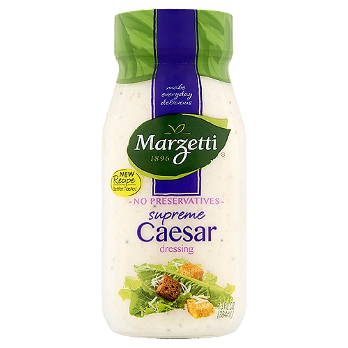 Marzetti Supreme Caesar Dressing, 13 fl oz
We want our dressings to add life to your crisp, fresh salads. So we're on a never-ending quest to make better dressings from better ingredients. We hope you'll love our Supreme Caesar as much as we do.