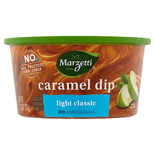 Marzetti Light Classic Caramel Dip, 13.5 oz
Light Caramel Dip contains 1.5g of fat per serving.
Regular Caramel Dip contains 4.5g of fat per serving.