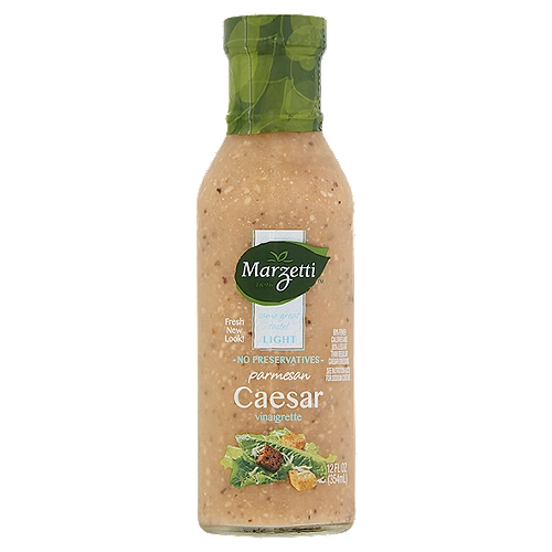 Marzetti Light Parmesan Caesar Vinaigrette, 12 fl oz
We want our dressings to add life to your crisp, fresh salads. So we're on a never-ending quest to make better dressings from better ingredients. We hope you'll love our Light Parmesan Caesar Vinaigrette as much as we do.

Light Caesar Dressing: 60 calories and 6 fat per serving
Regular Caesar Dressing: 150 calories and 15g fat per serving