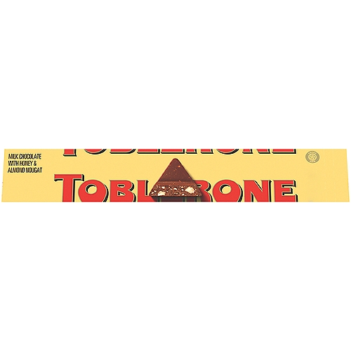 Toblerone Milk Chocolate Bar with Honey and Almond Nougat, 3.52 oz