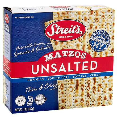 Streit's Unsalted Matzos, 11 oz