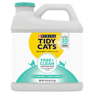 Purina Tidy Cats Free & Clean Unscented Multi-Cat Clumping Litter, 14 lb