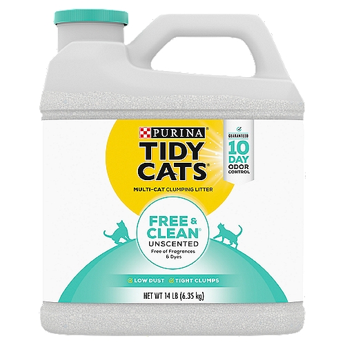 Purina Tidy Cats Free & Clean Unscented Multi-Cat Clumping Litter, 14 lb