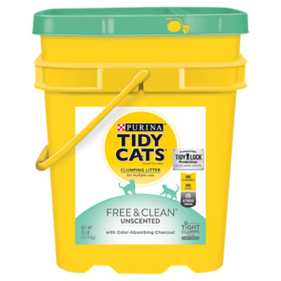 Purina Tidy Cats Clumping Cat Litter, Free & Clean Unscented Multi Cat Litter - 35 lb. Pail