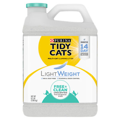 Purina Tidy Cats LightWeight Free & Clean Unscented Clumping Litter for Multiple Cats, 8.5 lb