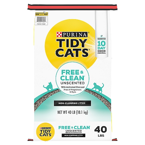 Purina Tidy Cats Free and Clean Unscented Non-Clumping Cat Litter with Activated Charcoal-40 lb. Bag