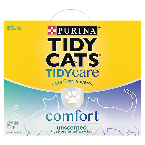 Purina Tidy Cats Tidy Care Comfort Unscented Multi-Cat Clumping Litter, 24 lb