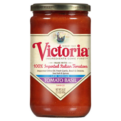 Victoria Low Sodium Tomato Basil Sauce, 24 oz