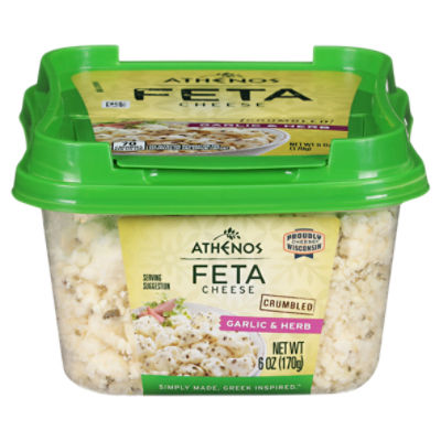 Athenos Crumbled Garlic & Herb Feta Cheese, 6 oz, 6 Ounce