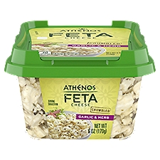 Athenos Garlic & Herb Crumbled Feta Cheese, 6 oz Tub, 6 Ounce