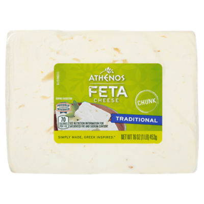 Athenos Traditional Feta Cheese Chunk, 16.0 oz Block