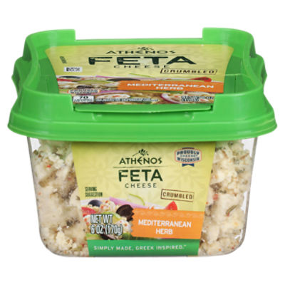 Athenos Mediterranean Herb Crumbled Feta Cheese, 6 oz Tub