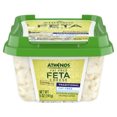 Athenos Traditional Crumbled Fat Free Feta Cheese, 5 oz Tub