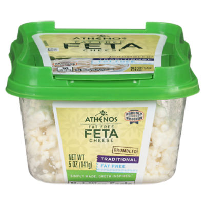 Athenos Traditional Crumbled Fat Free Feta Cheese, 5 oz Tub, 141 Gram