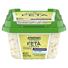 Athenos Traditional Crumbled Fat Free Feta Cheese, 5 oz Tub, 141 Gram