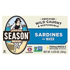 Season Brand Sardines in Water, 4.375 oz