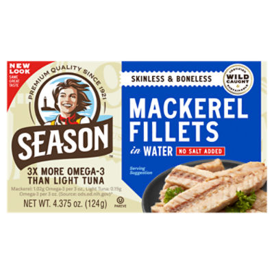 Season Brand No Salt Added Skinless & Boneless Mackerel in Water, 4.375 oz The Fresh Grocer