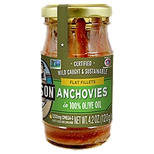 Season Brand Flat Fillets Anchovies in 100% Olive Oil, 4.2 oz