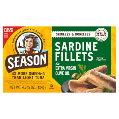 Season Brand Skinless & Boneless Sardines in Extra Virgin Olive Oil, 4.375 oz