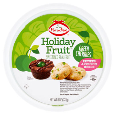 Paradise Holiday Fruit Green Cherries, 8 oz