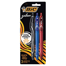 BIC Gelocity Quick Dry Assorted Ink Medium 0.7 mm Gel Pens, 3 count
