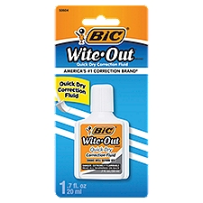 BIC Wite-Out Quick Dry White, Correction Fluid, 0.7 Fluid ounce