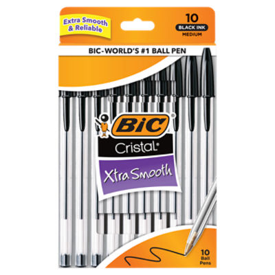 BIC Cristal Xtra Smooth Black Ink Medium Ball Pens, 10 count
