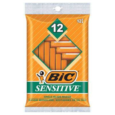 BIC Sensitive Single Blade Razor, 12 count