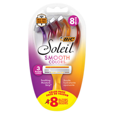 BIC Soleil Color Collection 3 Blades Sensitive Skin Razors, 8 count