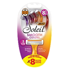 BIC Soleil Color Collection 3 Blades Sensitive Skin Razors, 8 count
