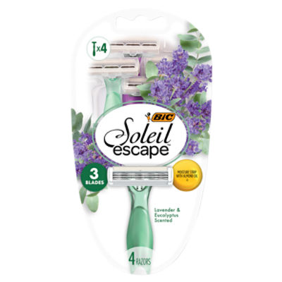 BIC Soleil Escape 3 Blades Lavender & Eucalyptus Scented Razors, 4 count