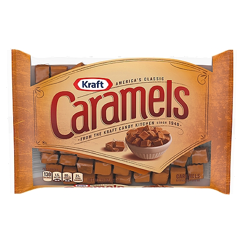 Kraft Caramels Candy, 11 oz
Looking for a Rich & Creamy Snack?
Enjoy a few of these bite-sized chewy candies with unforgettable caramel flavor.

America's classic