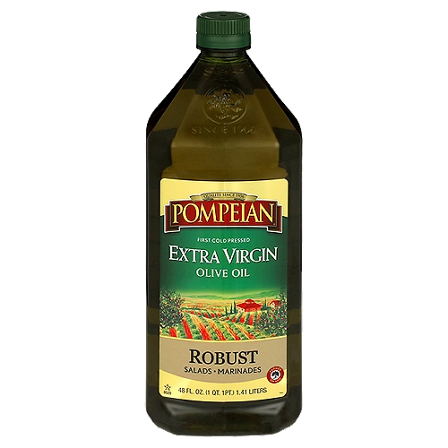 Pompeian Robust Extra Virgin Olive Oil, 48 fl oz
Expertly crafted by The Olive Oil People, this full-bodied olive oil is made from first cold pressed olives, grown and nurtured by our family of farmers. High in monounsaturated fats, Pompeian Robust Extra Virgin Olive Oil is ideal for salads and marinades. So go ahead, taste the difference!