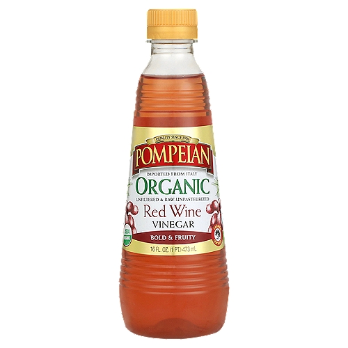 Pompeian Organic Red Wine Vinegar, 16 fl oz
Pompeian's Organic Red Wine Vinegar is not filtered or pasteurized in order to preserve the presence of the ''Mother'', maintaining its many health benefits. Perfect for vinaigrettes and sauces, adding a tart and fruity flavor to all your dishes.