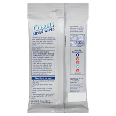 Carbona Silver Wipes Clean Polish 12 Count, 2 Pack