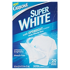 Carbona Super White with OptiBright Technology Laundry Whitening Sheets, 20 count