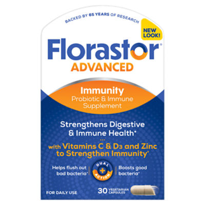 Florastor Select Daily Probiotic Supplement with added Zinc, Vitamin C & D3 for Men and Women, 30 Each