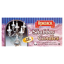 Rokeach Shabbos Candles, 72 count, 72 Each