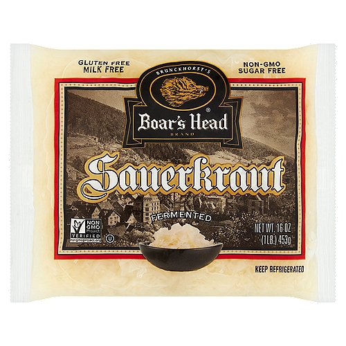 Using an old German recipe, Boar's Head Sauerkraut is aged authentically for a crisp, slightly tart, and altogether irresistible taste. It's a great topping for Boar's Head Frankfurters and a delightful side for our Kielbasa and Knockwurst; it cooks up wonderfully when used in a variety of recipes.nnWithout a doubt...nBoar's Head Sauerkraut.