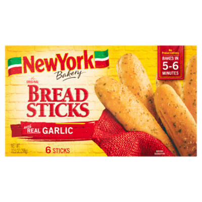New York Bakery The Original Bread Sticks with Real Garlic, 6 count, 10.5 oz