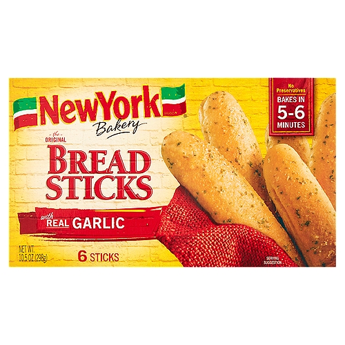 New York Bakery The Original Bread Sticks with Real Garlic, 6 count, 10.5 oz
BakedProud™