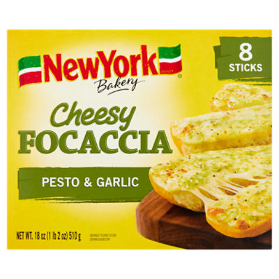 NewYork Bakery Pesto & Garlic Cheesy Focaccia, 8 count, 18 oz