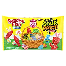 SOUR PATCH KIDS and SWEDISH FISH Mini Soft & Chewy Easter Candy Variety Pack, 50 Snack Packs, 22.04 Ounce