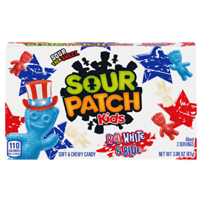 SOUR PATCH KIDS Red, White & Blue Soft & Chewy Candy, 3.1 oz
